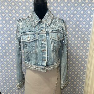 Bloggers fav NWT Alice + Olivia Nelson Embellished Denim Jacket